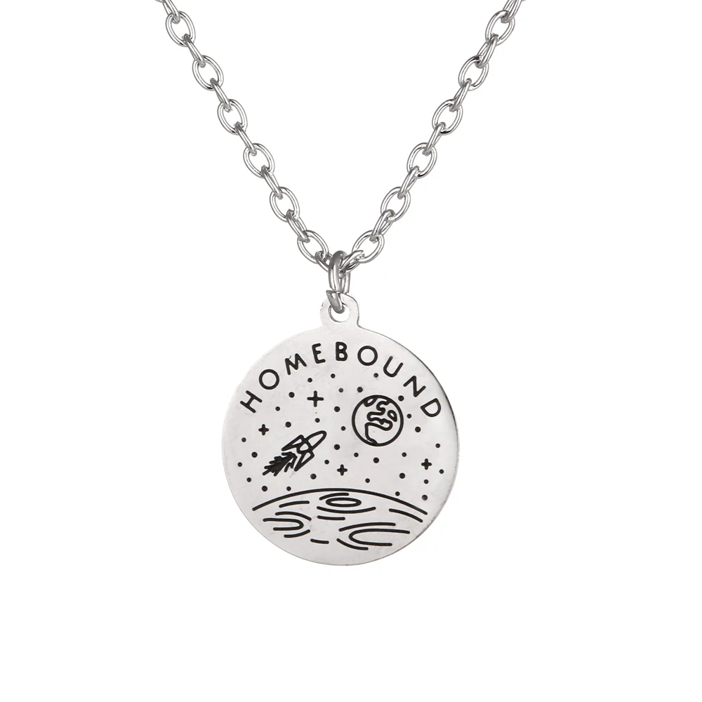 

10pcs stainless steel homebound necklace UFO space Planet jewelry