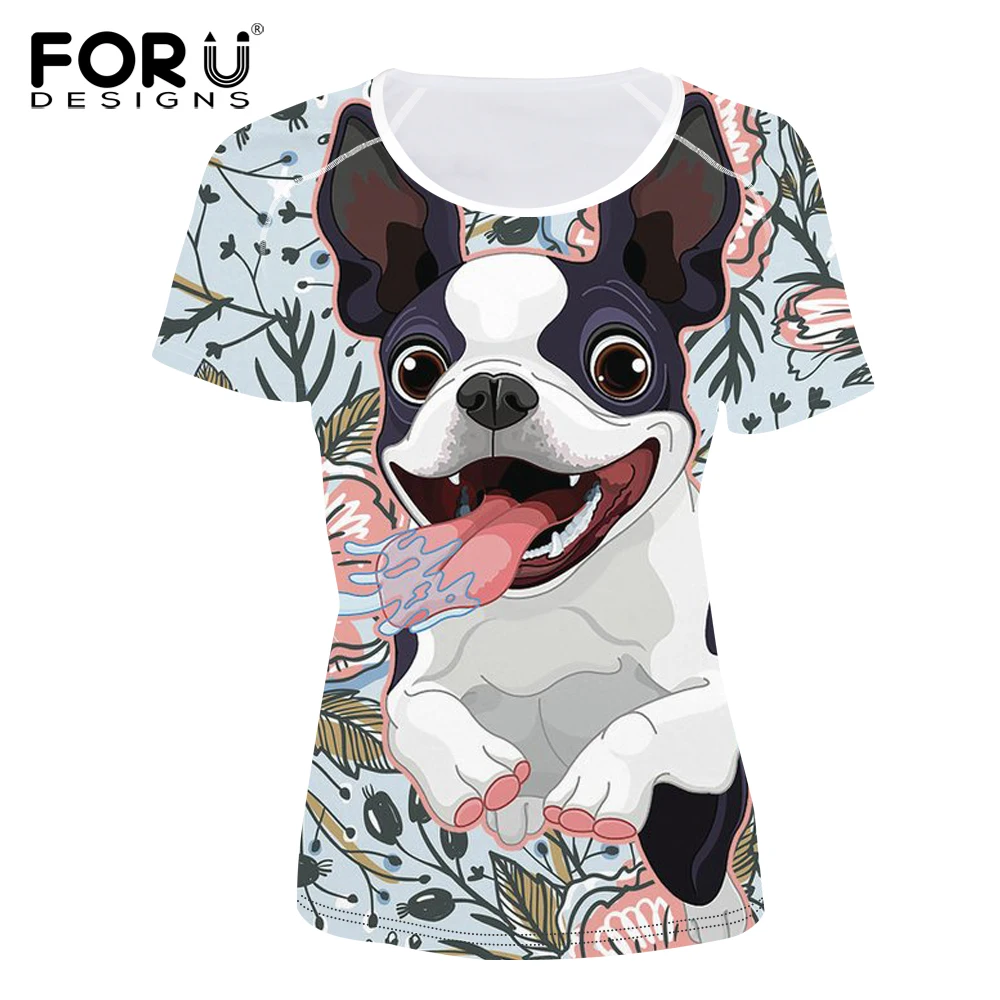 Женская футболка FORUDESIGNS Повседневная летняя 3D Бостон смешная одежда женские топы