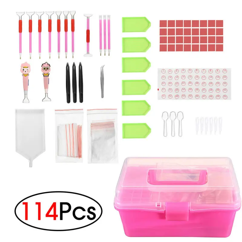 

LED DIY Tools Embroidery Pen Cross Stitch W/ Glue Pink Plastic Hand Tools Equipment Diamond Painting