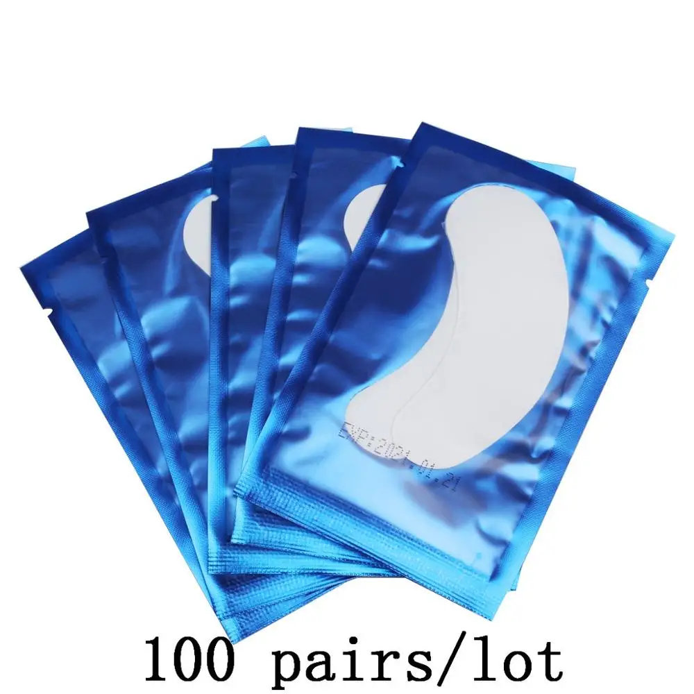Blue 100 Профессиональный, 50 шт в наборе, Для женщин Полезная насадка для ресниц наращивание ресниц маски Eyepads глаз расширений гель набор патчей 25 W/75 W/50/100/200 пар, подушечки для глаз - Цвет: Blue 100