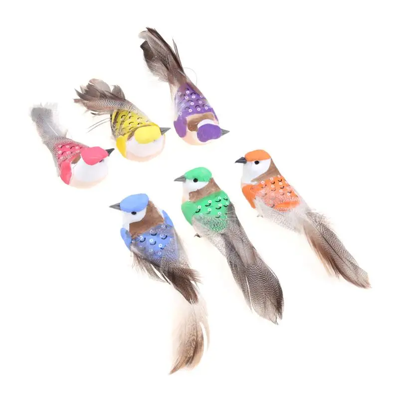 12pcs/set DIY Artificial Foam Feather Mini Bird Simulated Colorful