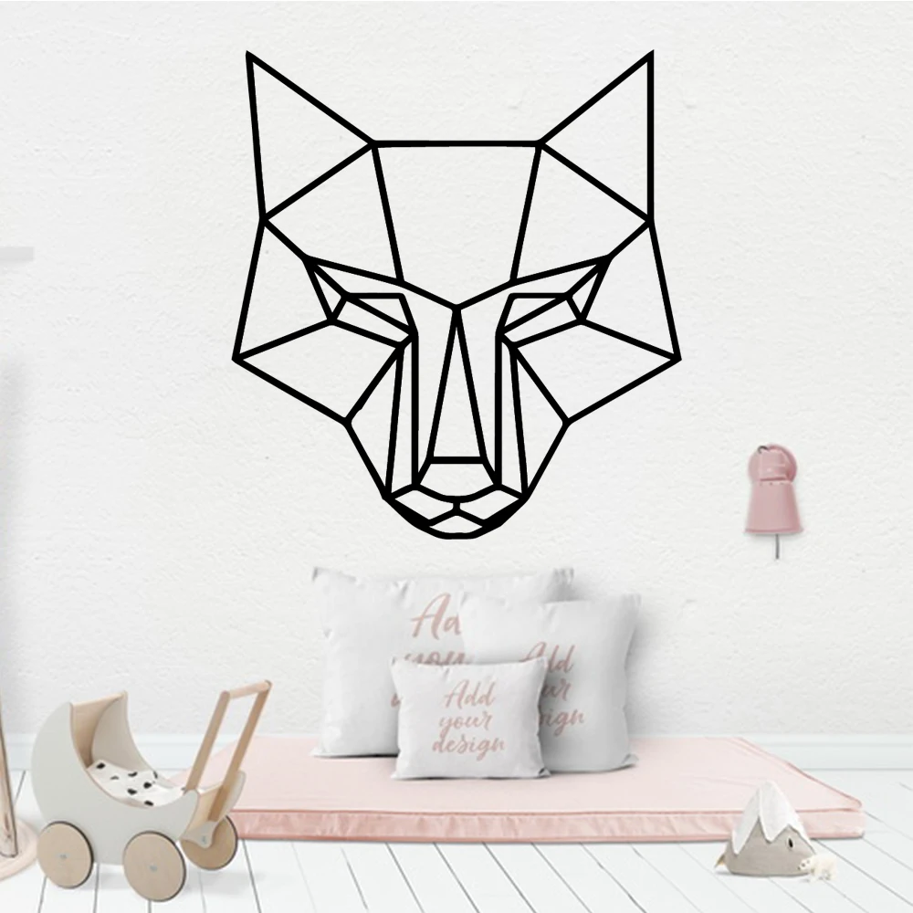 Funny Geometry Wolf Decal Removable Vinyl Mural Poster Stickers In The Kitchen Wall Art Sticker Murals
