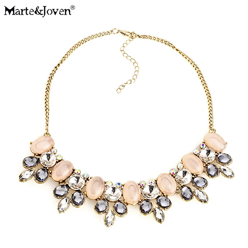 Marte& Joven, ожерелье из смолы/стекла с геометрическим орнаментом для женщин, модная цепочка золотого цвета, цветочные ожерелья и подвески