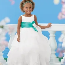Новинка; милое бальное платье для девочек; пышные платья для девочек; пояс складки; бант; органза; платье с цветочным узором для девочек; вечерние платья; L419