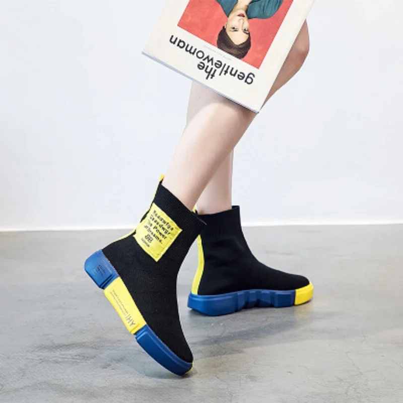

Autumn new women's shoes fly bottom platform fashion wild boots children's socks shoes