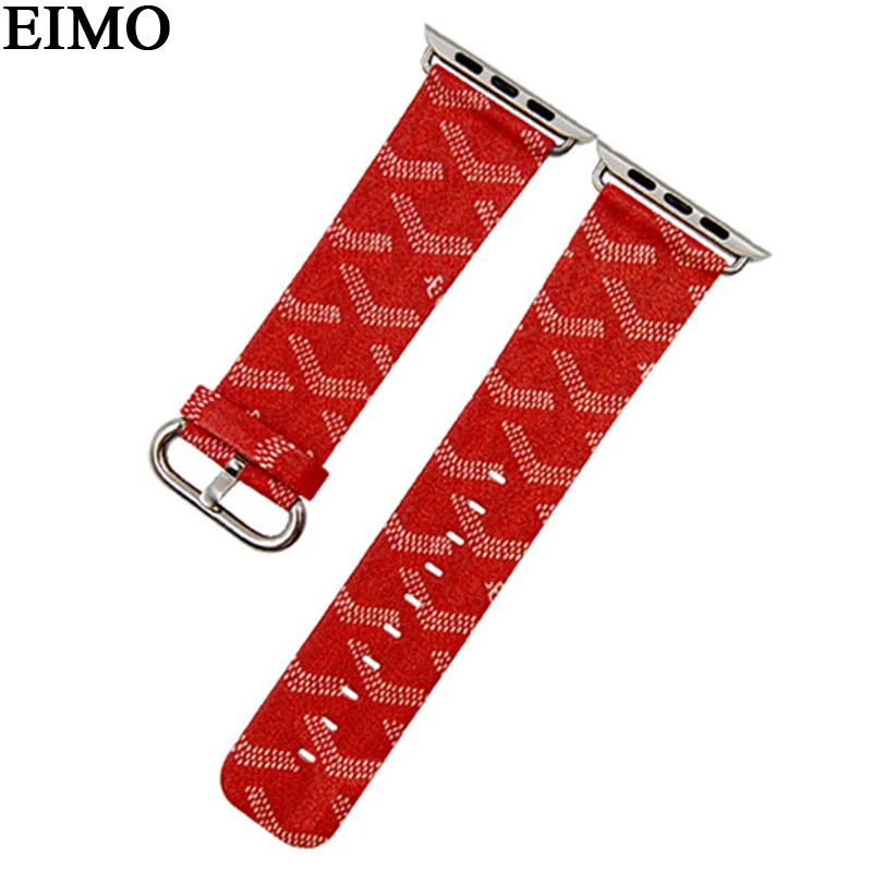 

EIMO Watchband Bracelet For Apple Watch 4 Band 44mm 40mm Iwatch series 4 Genuine Beather Strap Wristband Accessories Red