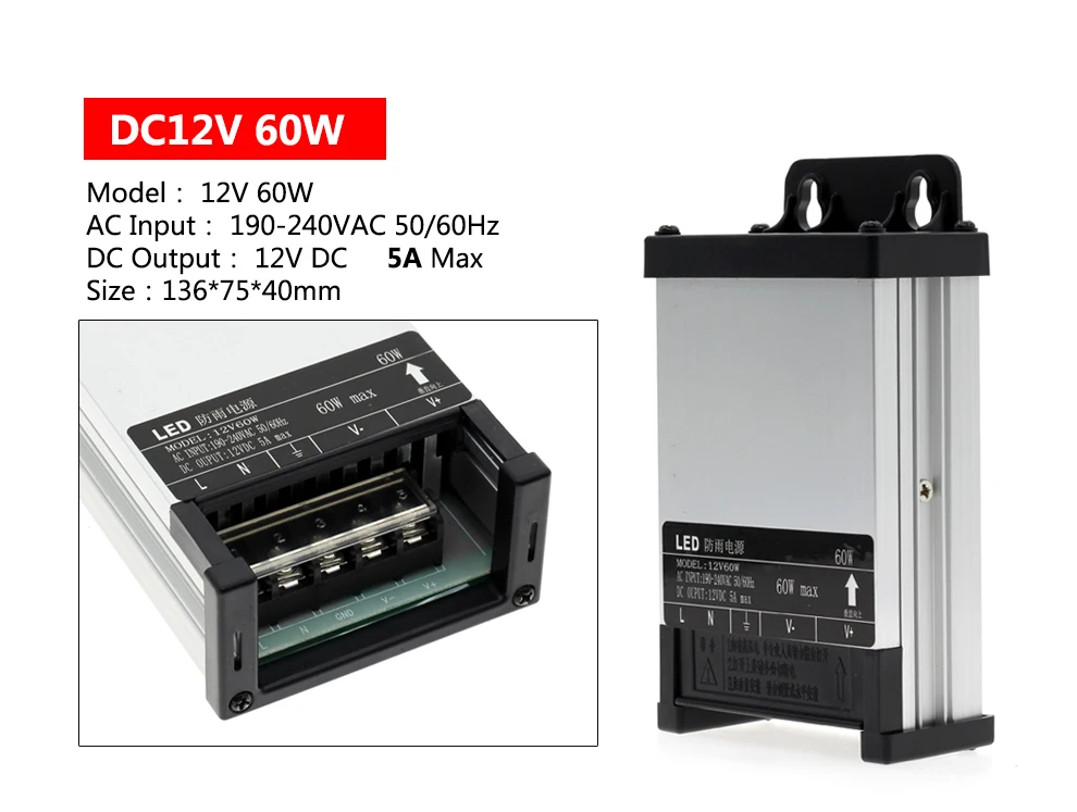 Светодиодный наружный источник питания с защитой от дождя DC12V/DC24V AC190-240V 60 Вт 100 Вт 200 Вт 250 Вт 400 Вт Светодиодный драйвер импульсный источник питания