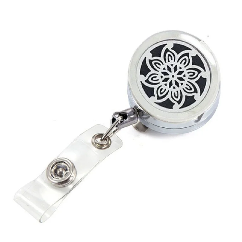 

Bauhinia Perfume Locket Badge Holder Essential Oil Locket Keychain Name Tag Holder Brooch Jewelry