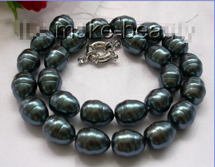 

Free shipping >>>>>>stunning big 15mm baroque black south sea shell pearl necklace d448
