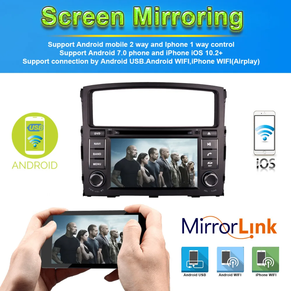 Excellent 7 Inch Android 8.0 Octa Core 4GB RAM Car CD DVD Multimedia Player For Mitsubishi Pajero V97 2006- GPS Navigation Radio Stereo 5
