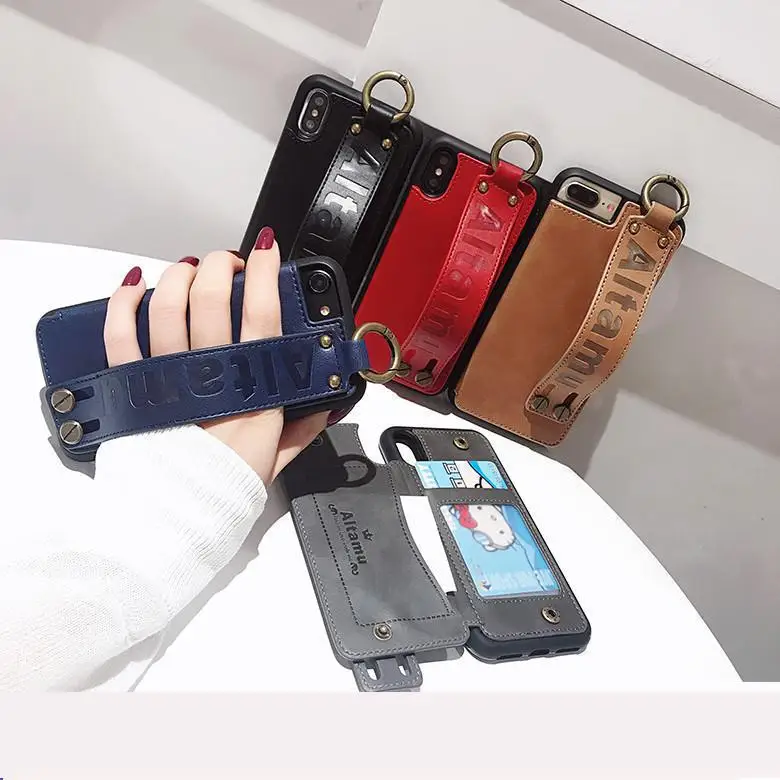 Модный чехол-бумажник с ремешком на запястье для Iphone X, Xs, Max, Xr, 10, 8, 7, 6, 6s Plus, роскошный кожаный чехол, Fundas