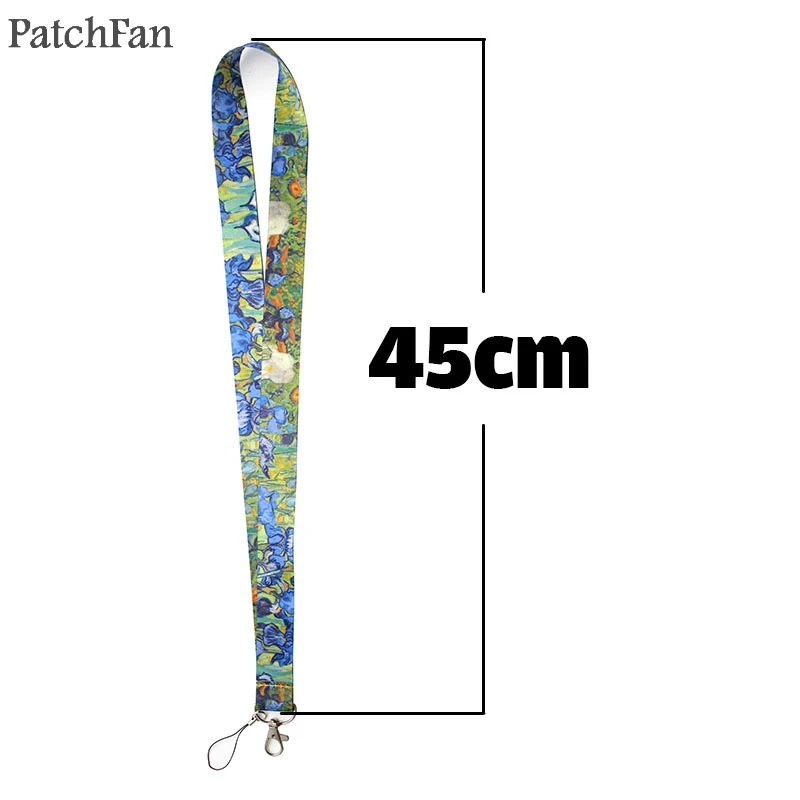 

A0261 Patchfan Van Gogh's paintings Irises Key Lanyard ID Badge Holders Phone USB Neck Straps webbing