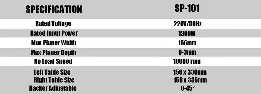 SP-101 6 ''Столярный строгальный станок/156 мм деревянный строгальный станок/1300 Вт большой мощности строгальный станок/задник 0-45 градусов регулировка