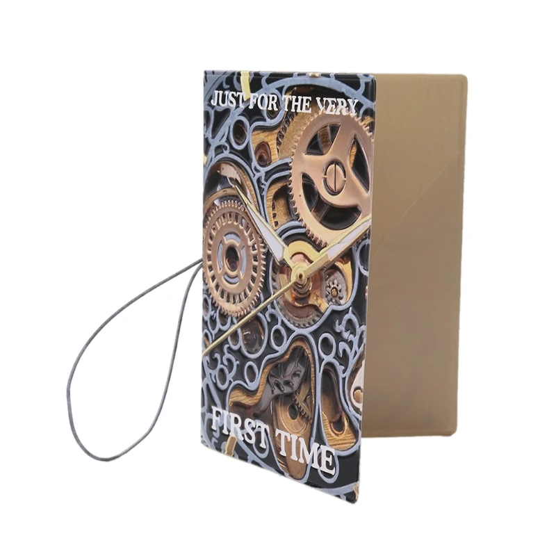 

THINKTHENDO 3D Retro Gear Identity Card Passport Holder Protect Cover Case Travel Journey