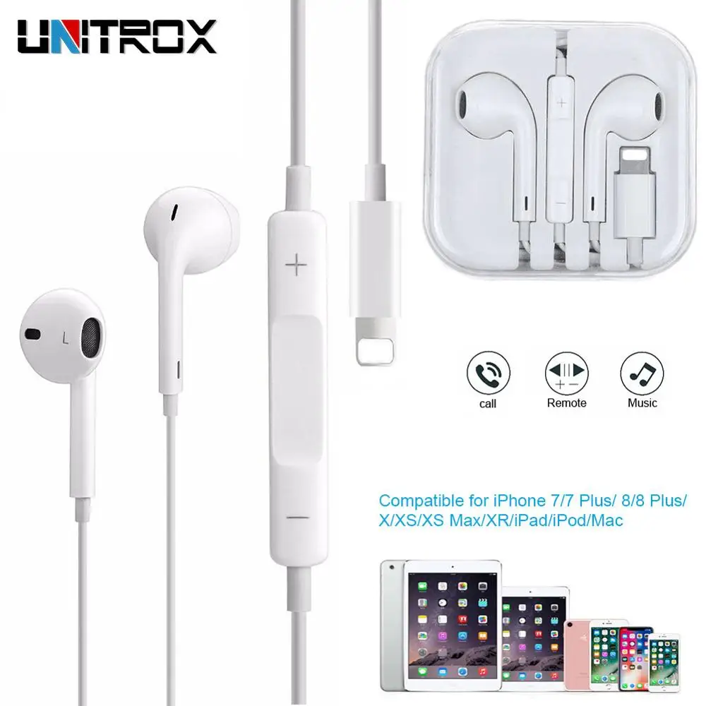 Проводные световые наушники для iPhone 7 8 8P X XR XS Max HiFi sound In Ear стерео с микрофоном и