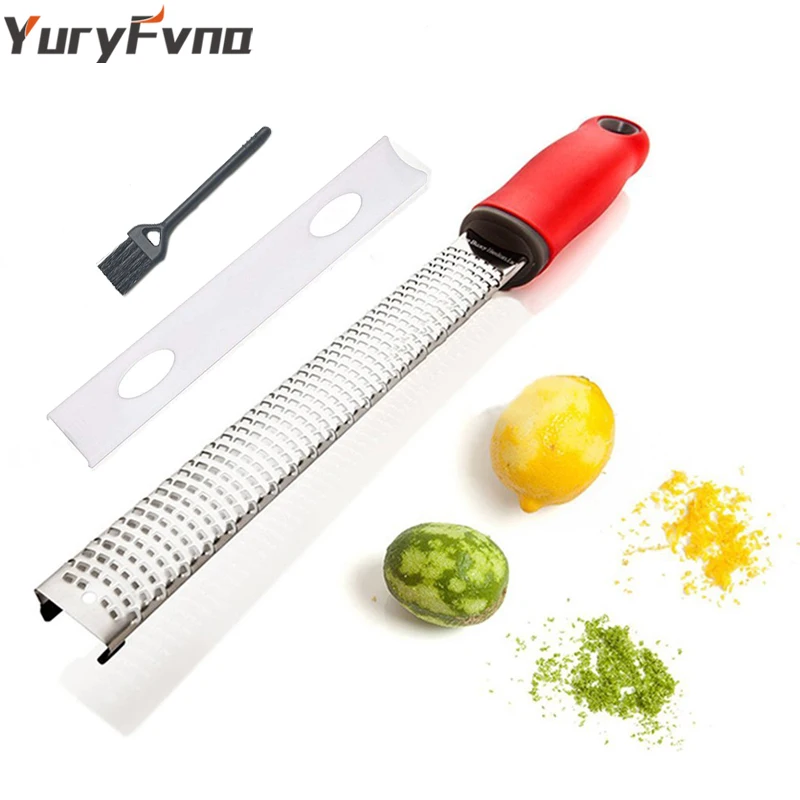 

YuryFvna Lemon Chocolate Zester Cheese Citrus Microplane Grater Garlic Ginger Potato Fruit Peeler with Plastic Cover and Brush