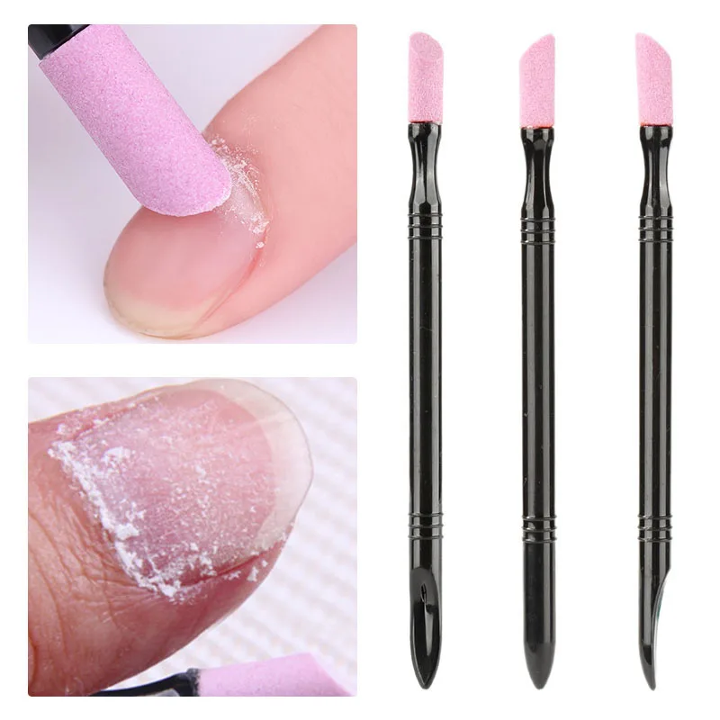 1pcs Double-End Quartz Pen Nail Cuticle Hangnails Remover Washable Dead Skin Pusher Trimmer Manicure Nail Art Tool Grinding Rods