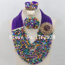 Уникальный стиль фиолетовый Африканский Бусины комплект ювелирных изделий Нигерии Свадебные африканские Бусины комплект ювелирных изделий Кристалл Люкс Новинка г