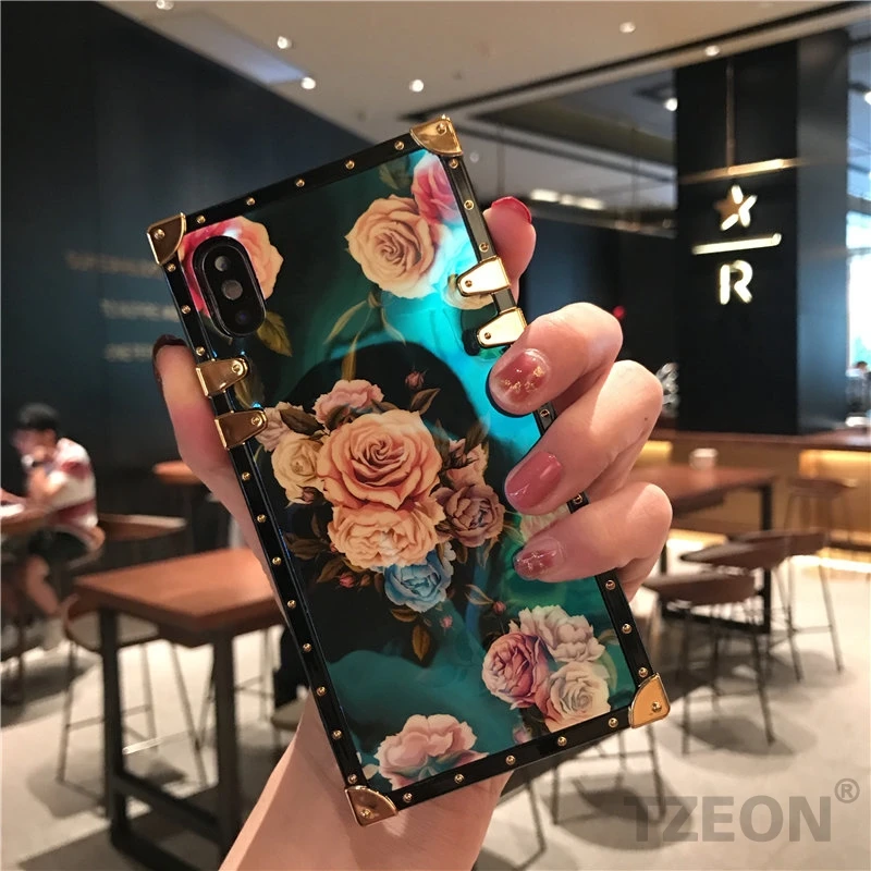 2 CC Camellia чехол для телефона samsung S10 S10Plus S10e S9 S9PLUS S8 NOTE9 цветочный синий луч квадратный заклепки ретро розетка Крышка - Цвет: 2