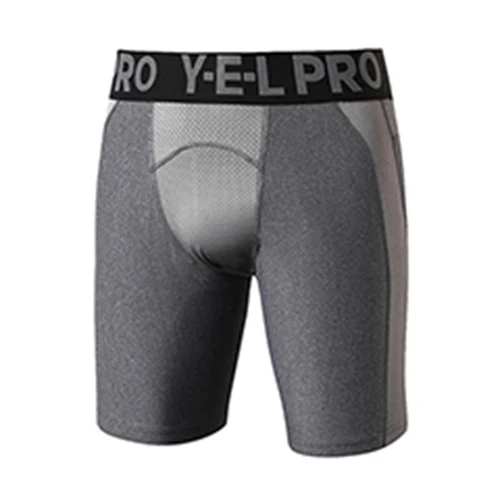 Yuerlian Горячие дышащие леггинсы мужские компрессионная для кроссфита шорты футбольные брюки для бега быстросохнущие спортивные шорты для бега - Цвет: Серый