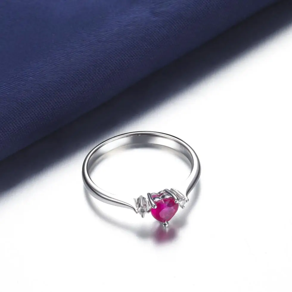 GVBORI Ruby + 18k Белое Золото модное кольцо в форме сердца классическое и элегантное