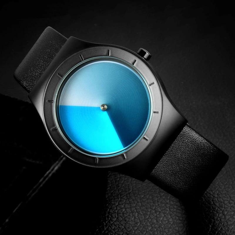 

Fashion casual creative design waterproof men's quartz watch pointer leather strap unisex suitable for party dance