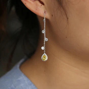 

Bohemian Water Drop Round CZ Crystal Gem Rose gold Silver color Earrings Women Charm Party Jewelry 2018 Fashion style for ear