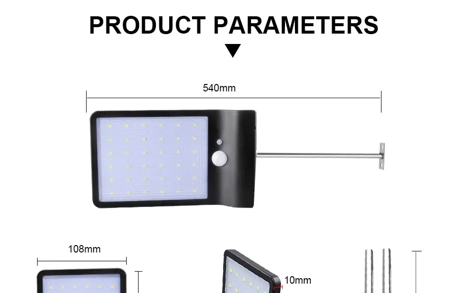 LED Solar Light Outdoor Motion Sensor 36 LEDs IP65 WhiteBlack Solar Wall Lamp for Garden Street Light With Mounting Pole Or Not (11)