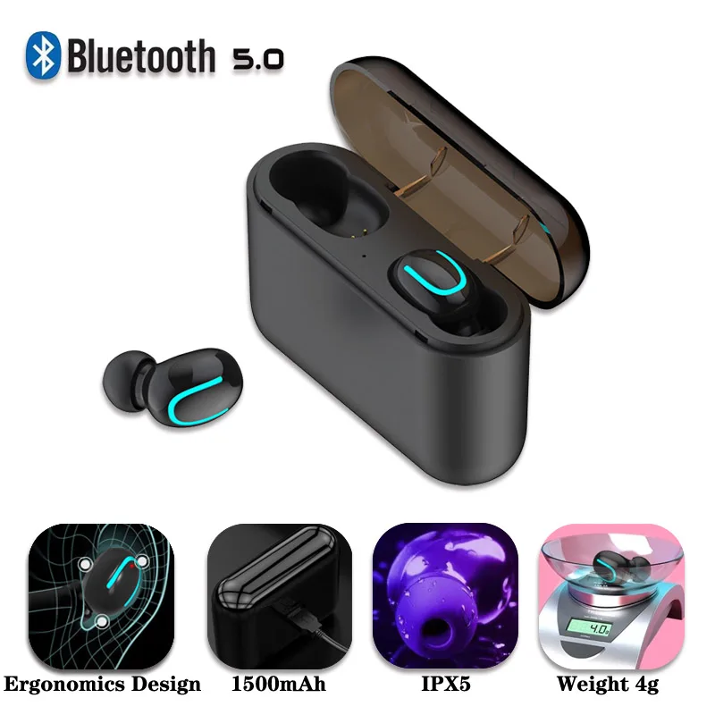 Для Iphone Android Earpod Bluetooth 5,0 наушники стерео беспроводные наушники, 1500 мАч зарядная коробка Q32 наушники гарнитура PK i10