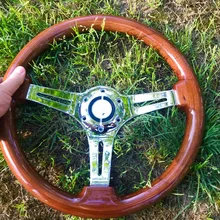 Универсальный Высококачественный деревянный руль Phoebe 350 мм/14 дюймов, Руль Гоночного Автомобиля, три гоночных колеса Phoebe