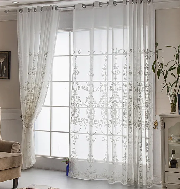 Embroidery White Flower Tulle Curtains For Living Room Dining Embroidery White Flower Tulle Curtains For Living Room Dining Rose Luxury Bedroom Sheer Curtain Aa57