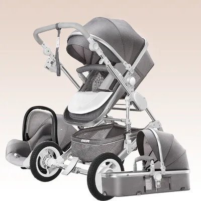 Купон на 10 долларов! Belecoo высокий пейзаж 3 в 1 детская коляска с автокреслом Двусторонняя коляска амортизатор складной новорожденный коляска - Цвет: grey