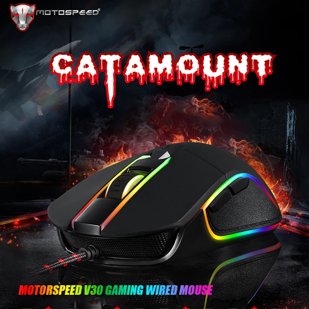 Motospeed V30 USB игровая мышь с RGB подсветкой эргономичная геймерская компьютерная +