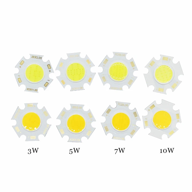 Grnflashin 10 шт. COB светодиодный 3 Вт 5 Вт 7 Вт 10 Вт высокой мощности Мощность светильник s лампа DIY светодиодный прожектор светильник COB светодиодный Диод Точечный светильник напольный светильник