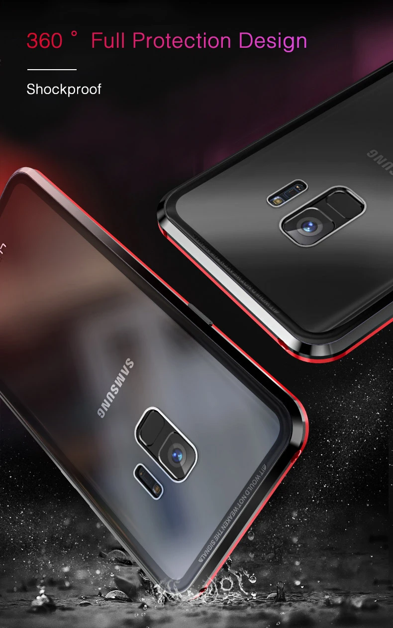 LUPHIE 360 Degree Full Magnetic Case For Samsung Galaxy S9 Plus Note 9 Glass Case (22)