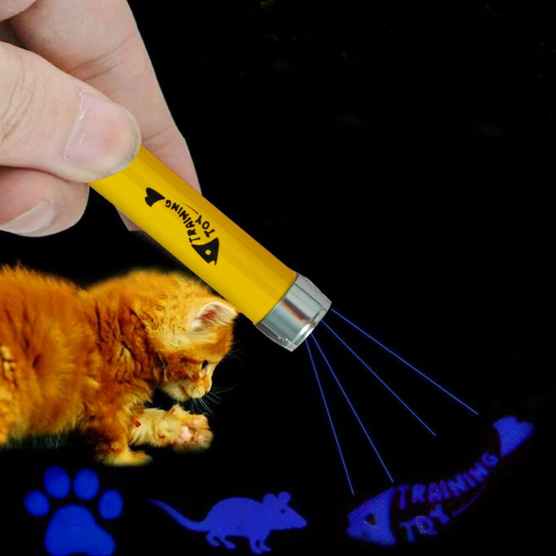 1 Pcs Portable Creative Funny Pet Cat Toys LED Laser Pointer light Pen With Bright Animation Mouse Shadow Toys For Cats 25S2
