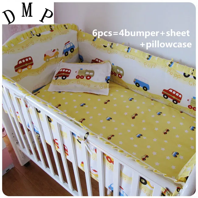 

Promotion! 6PCS crib bedding kit baby bedding piece set bed around (bumpers+sheet+pillow cover)
