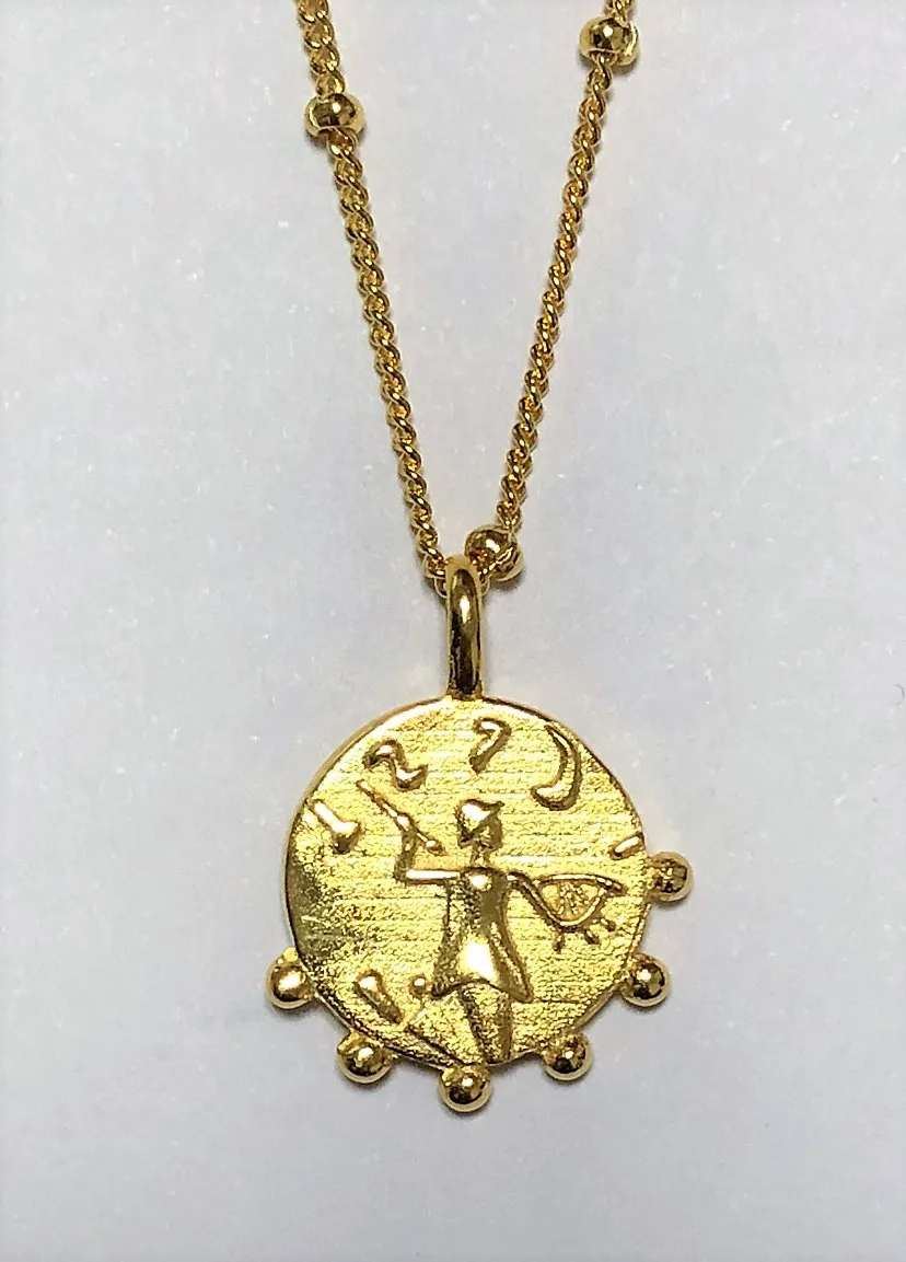 

S925 Sterling Silver Gold Vermeil Portraiture Pendant Necklace-048