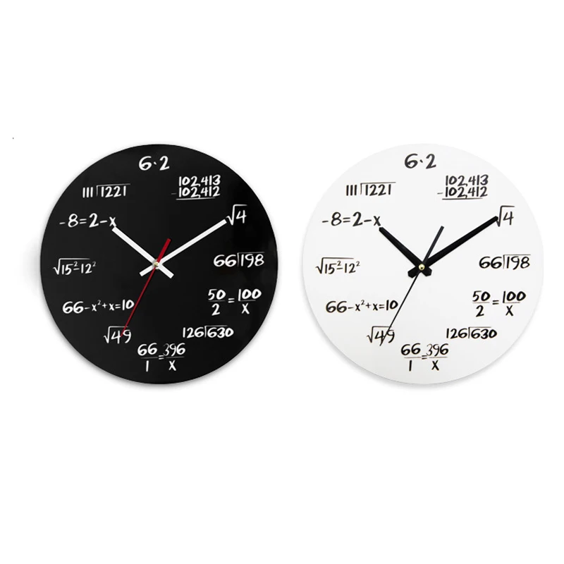 Matte Black Metal Mathematics Math Algebra Blackboard Pi Wall Clock Vintage 30cmX30cm Math Clock