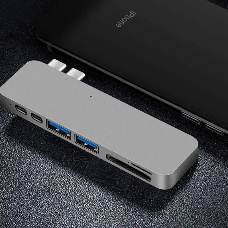7 в 1 2 Usb порта двойной тип c концентратор док станция Поддержка 4k x 2k Hdmi Sd/Tf