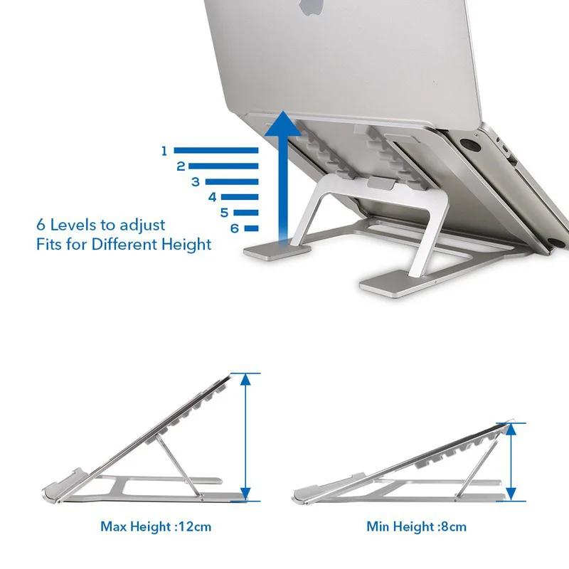 Universal Aluminum Laptop Stand Folding Adjustable Holder Rack for Notebook Tablet XJ66