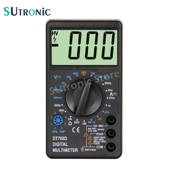 

DT-700D Mini Large Screen Digital Multimeter with Buzzer Overload protection Square Wave Output Voltage Ampere Ohm Tester Probe