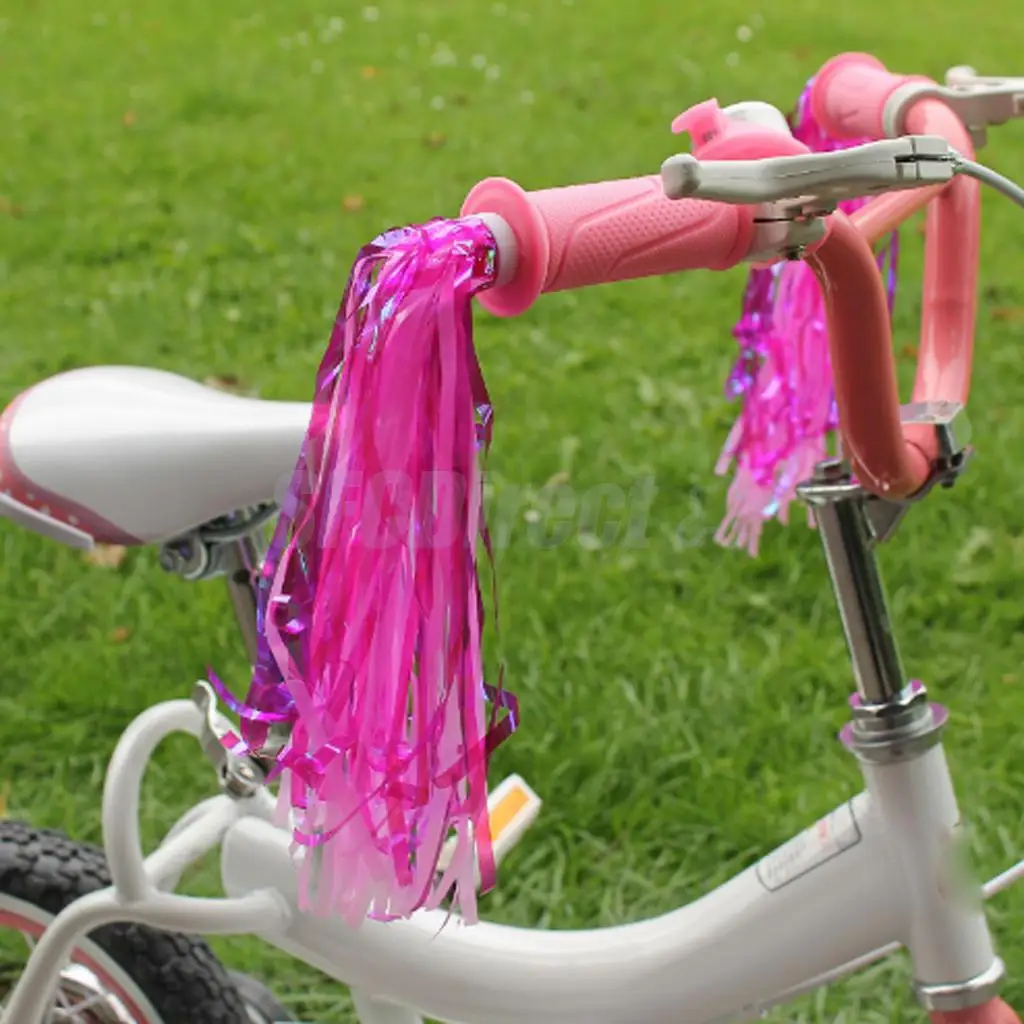 Children Kids Bike Scooter Handlebar Colourful Streamers Pom-pom Pair Baby Carrier Accessories Bicycle Grips Sparkle Tassel Ribbon erioctry