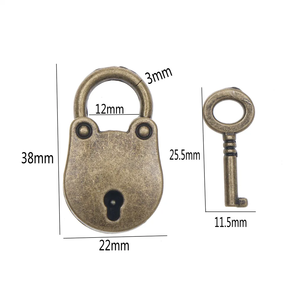 Mini Padlock Small Luggage Box Key Lock Copper Color Home Usage Hardware Decoration Metal Old Vintage Style