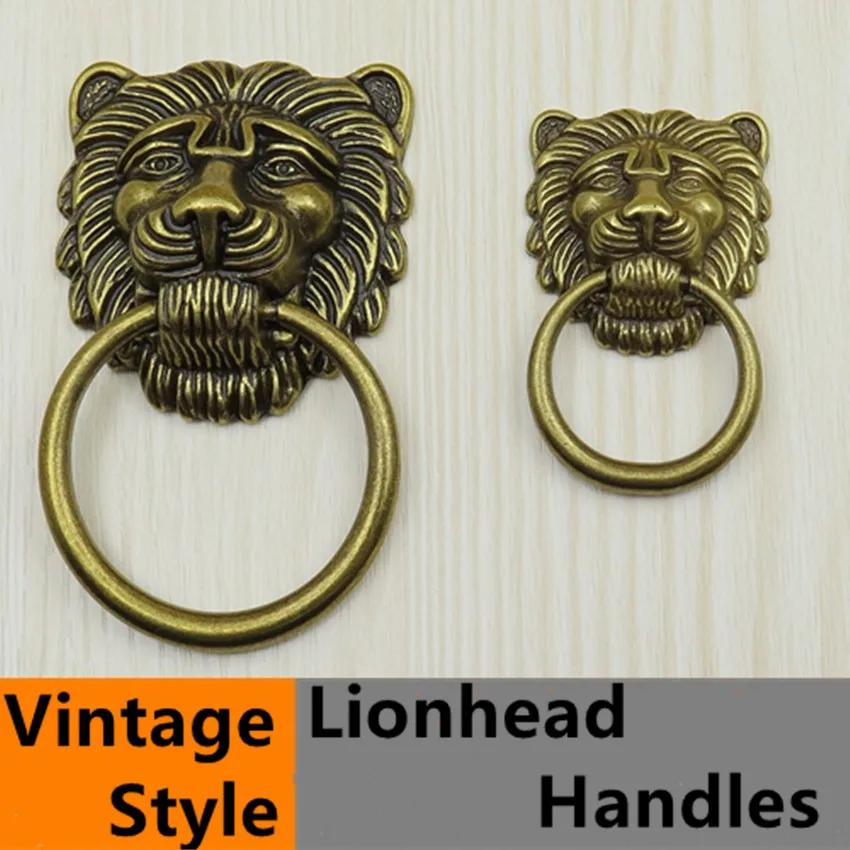 Vintage Style Lionhead Handle Bronze Drawer Cabinet Knob Pull