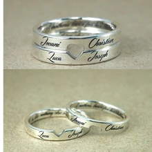 Personalized Stackable Engagement Rings Customized Names Engraved Rings Cut Out LOVE Couple Rings Valentine’s Day Gifts