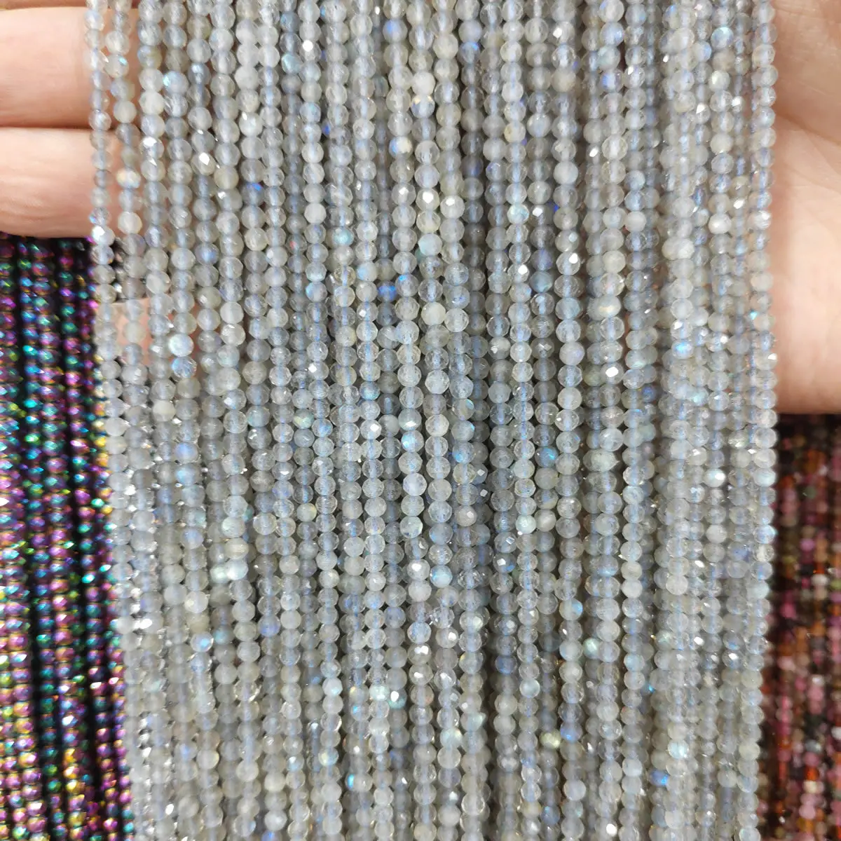 

Natural Flash Labradorite Stone Beads 3mm Small Round Loose Stone Bead for Jewelry Making DIY Bracelet Necklace Strand 15''