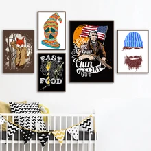 George Washington Fox Fast Food Wall Art Canvas Painting Vintage Posters And Prints Wall Pictures For Living Room Home Decor