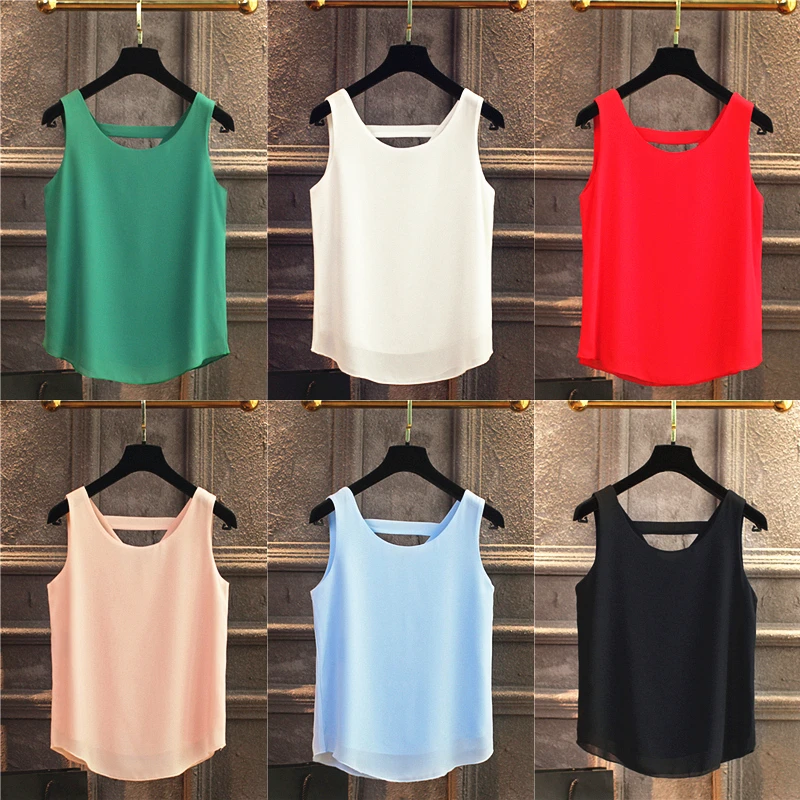 Banerdanni Women Chiffon Blouse 2018 New arrival Summer sleeveless V-Neck Sexy Female Blouses Plus Size 4XL Solid color Shirts
