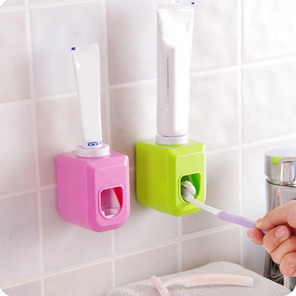 Automatic Toothpaste Dispenser Dust-proof Toothbrush Holder Wall Mount Stand Bathroom Home Accessories Set Toothpaste Squeezers